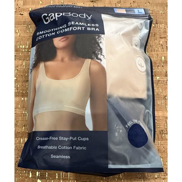 GapBody Women's 2-Pack Stretch Ribbed Tagless & Seamless Comfort Bras Size Large - Picture 1 of 2